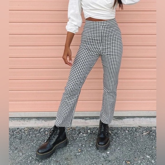 High Rise Plaid Straight Pants - Picture 2 of 12